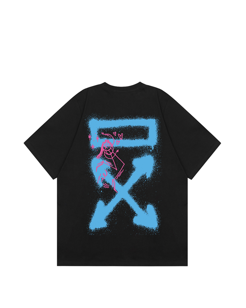 Off-White Spray Blue Arrows T-Shirt Black