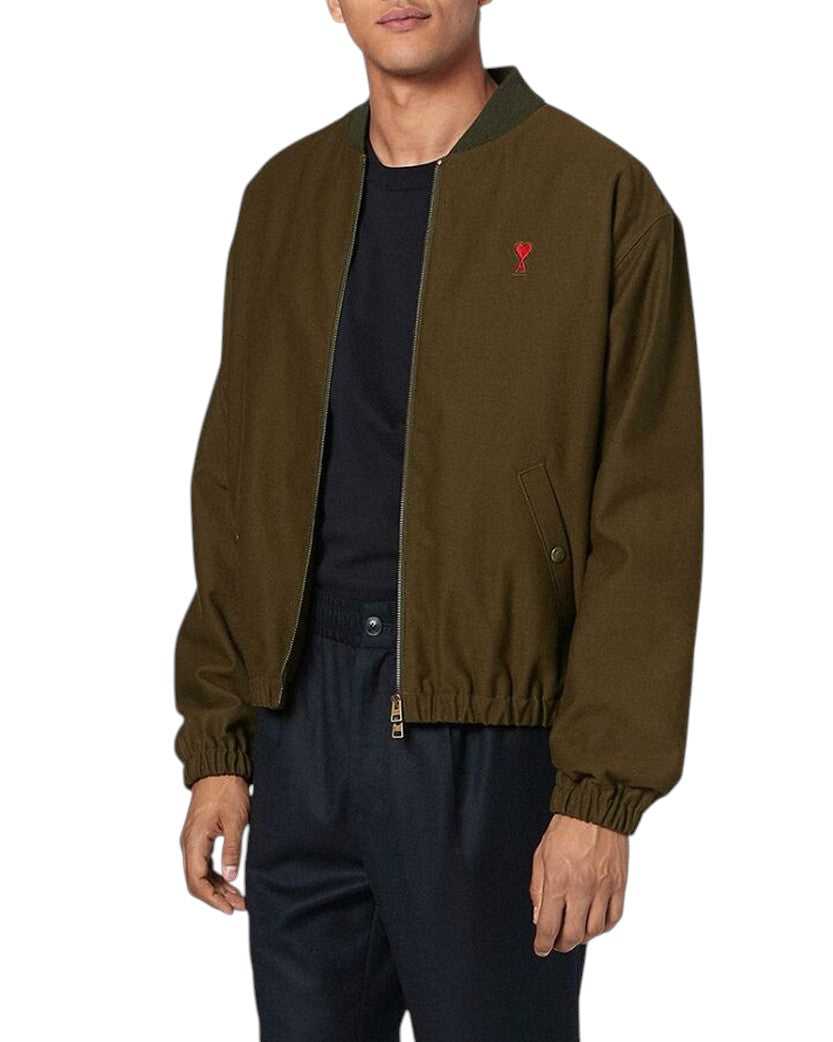 AMI Paris Ami De Coeur Bomber Jacket Olive