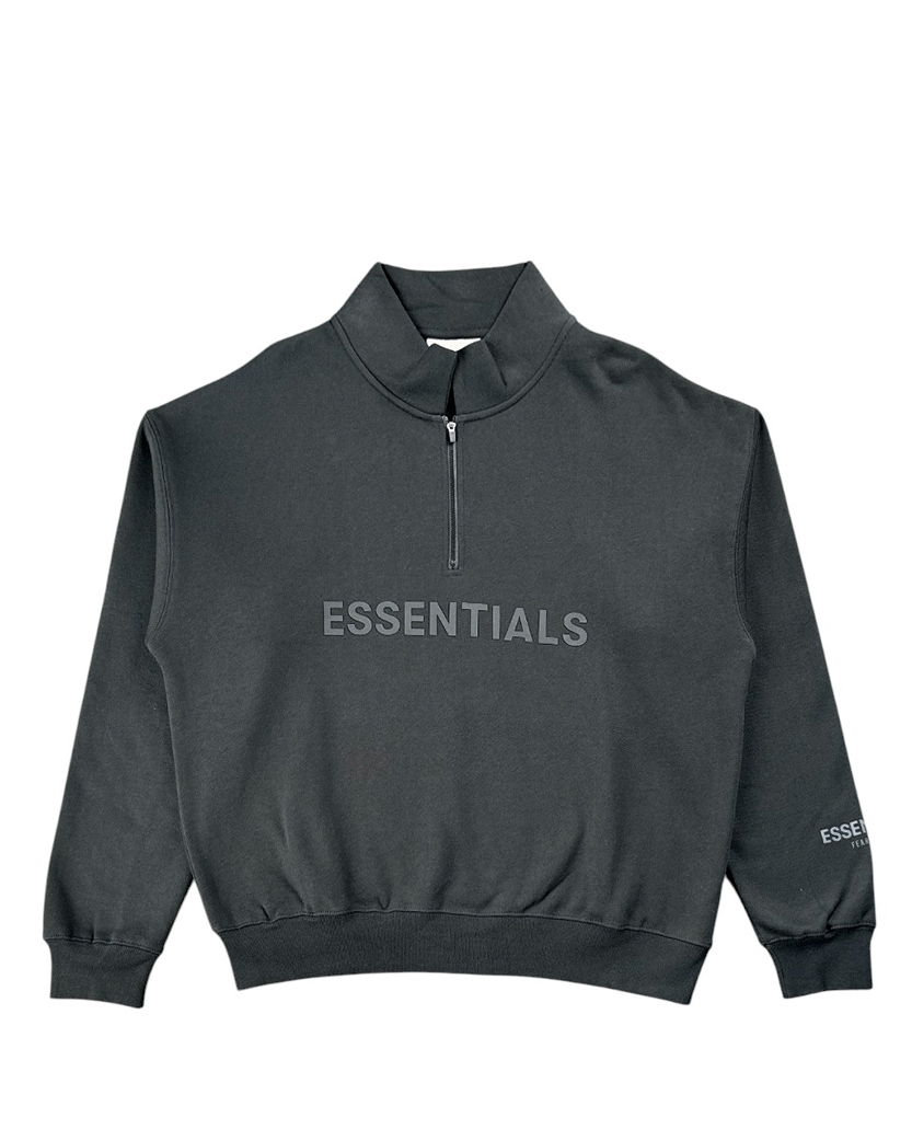 Fear Of God Essentials Front Logo Half Zip Sweat Black