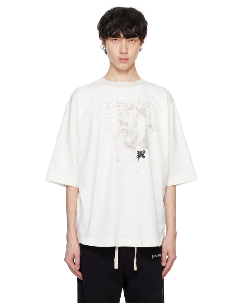Palm Angels Portrait Pencil T-shirt Off White/Grey