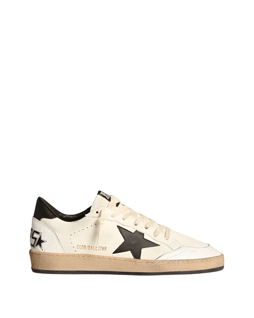 Golden Goose Ball Star in White Nappa with Black Star