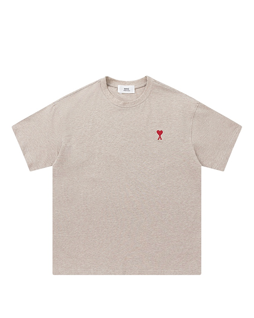 AMI Paris Ami De Coeur Small Logo T-Shirt Heather Beige