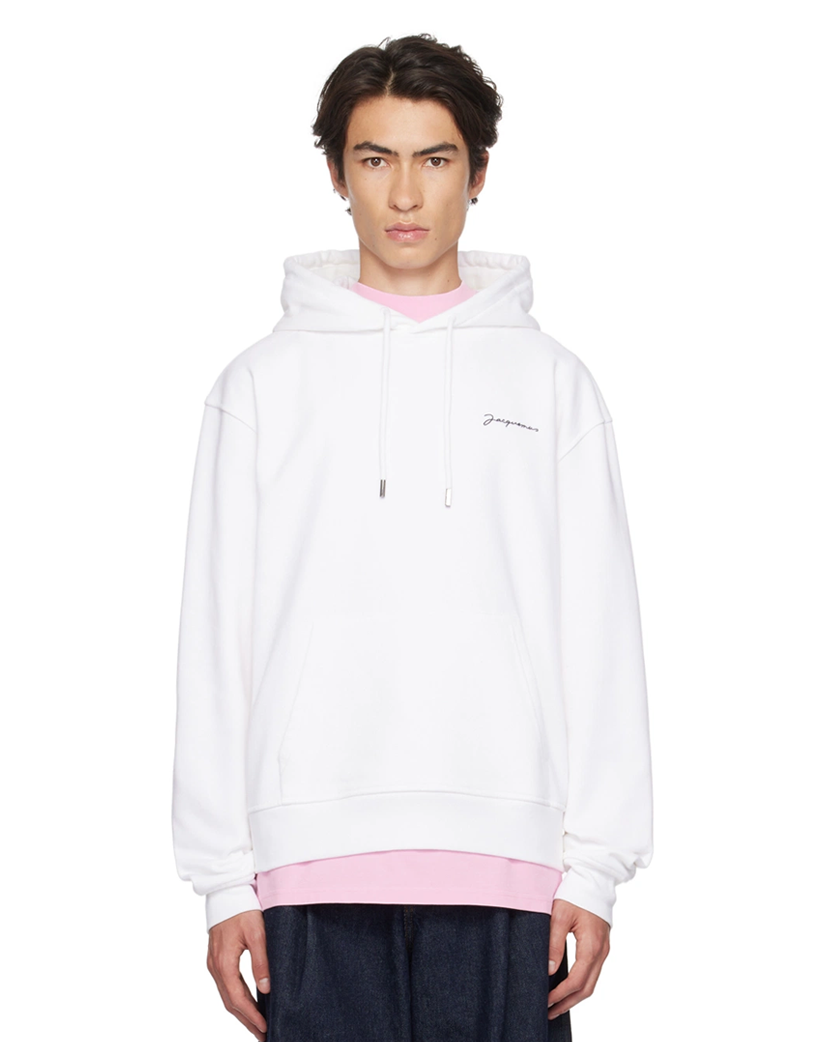 Jacquemus Embroidered Logo Hoodie White