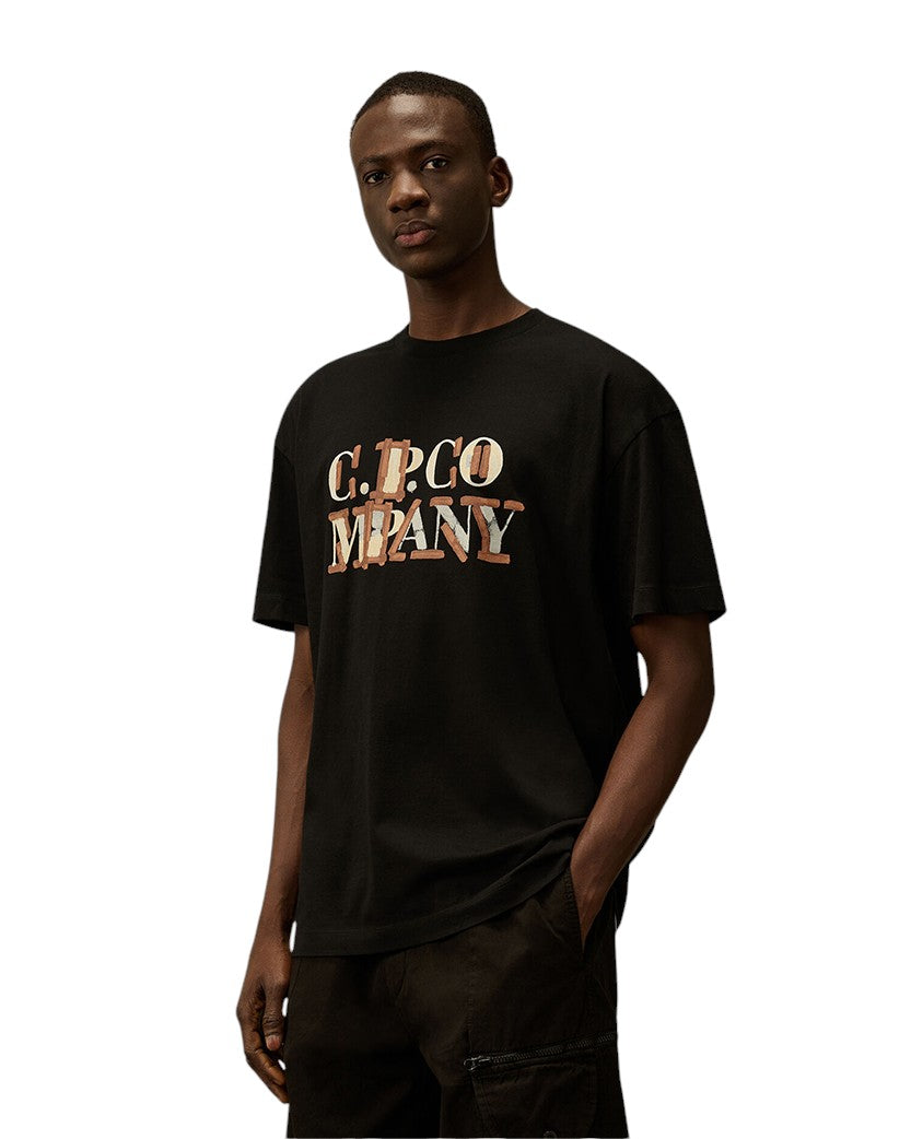 C.P. Company 30/1 Jersey Blurred Logo T-Shirt Black