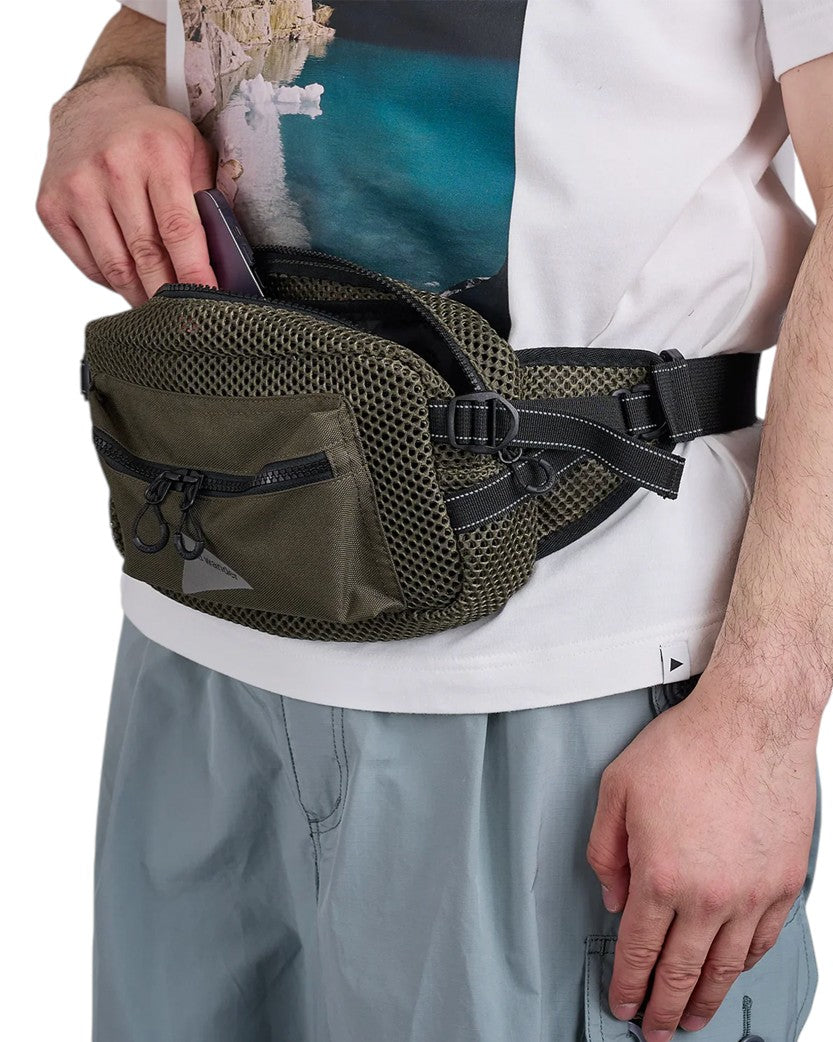 And Wander 3D Mesh Waist Bag Khaki
