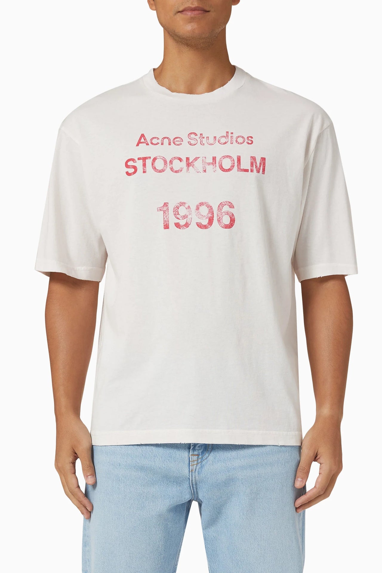 Acne Studios Logo Stamp T-Shirt Pale White