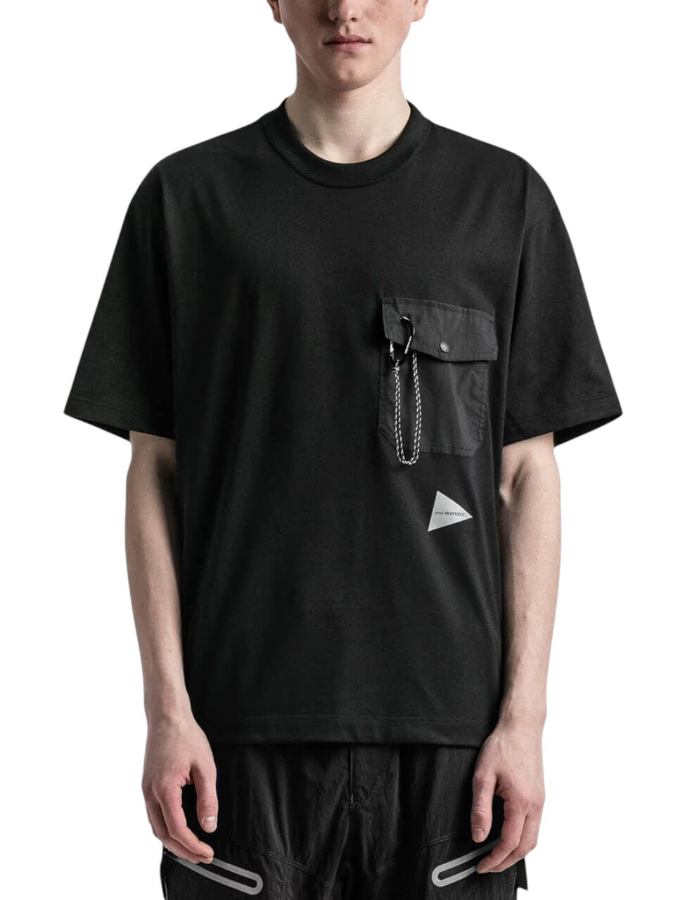And Wander Heavy Cotton Pocket T-Shirt Black
