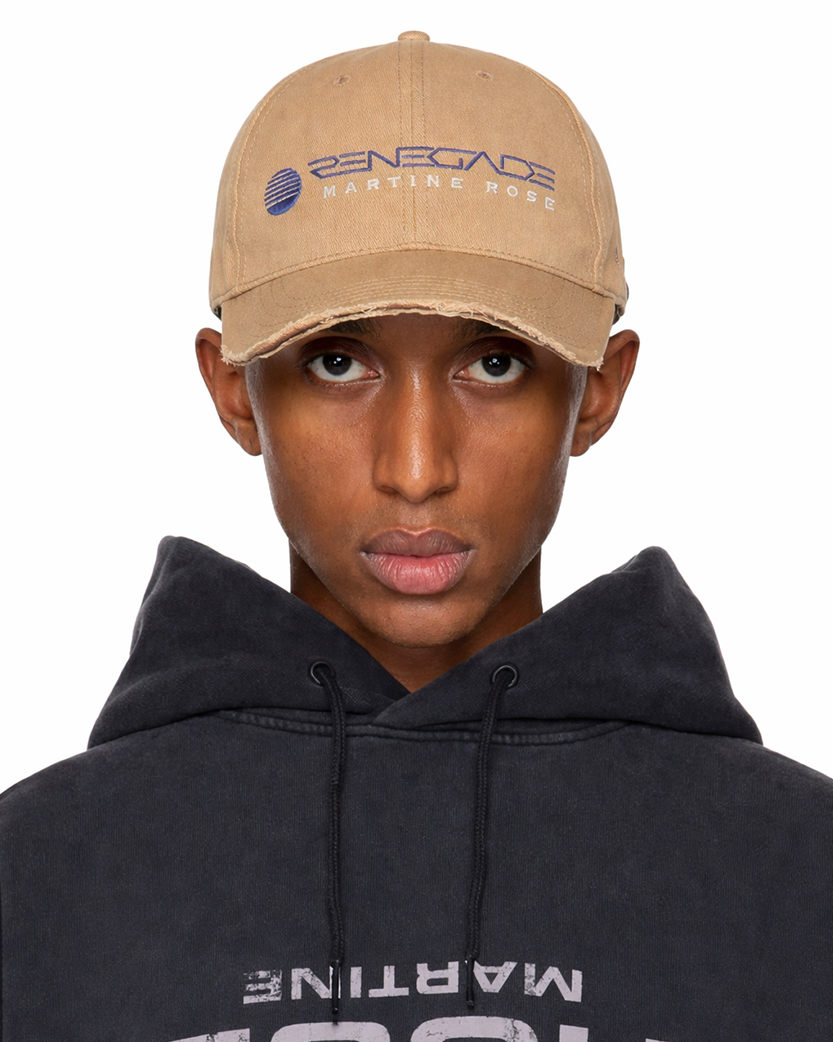 Martine Rose Distressed Roll Back Cap Beige