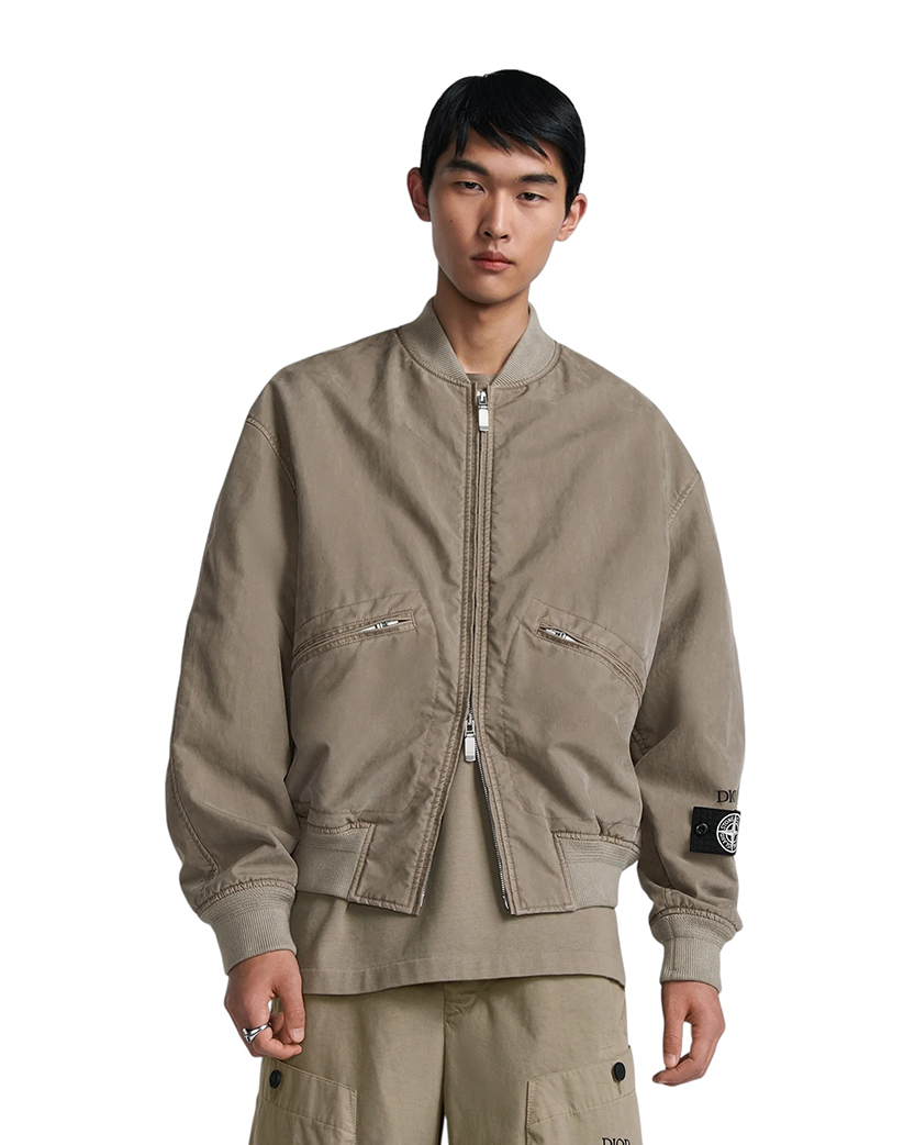 SI x Dior Habotai Silk Blend Bomber Jacket Brown SI0234-BN