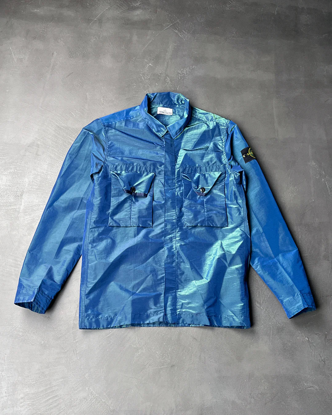Nylon Metal Colour Weft Shirt Navy SI0101-NA