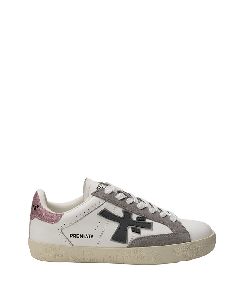 Premiata Stevend Sneakers White/Grey with Pink Tail