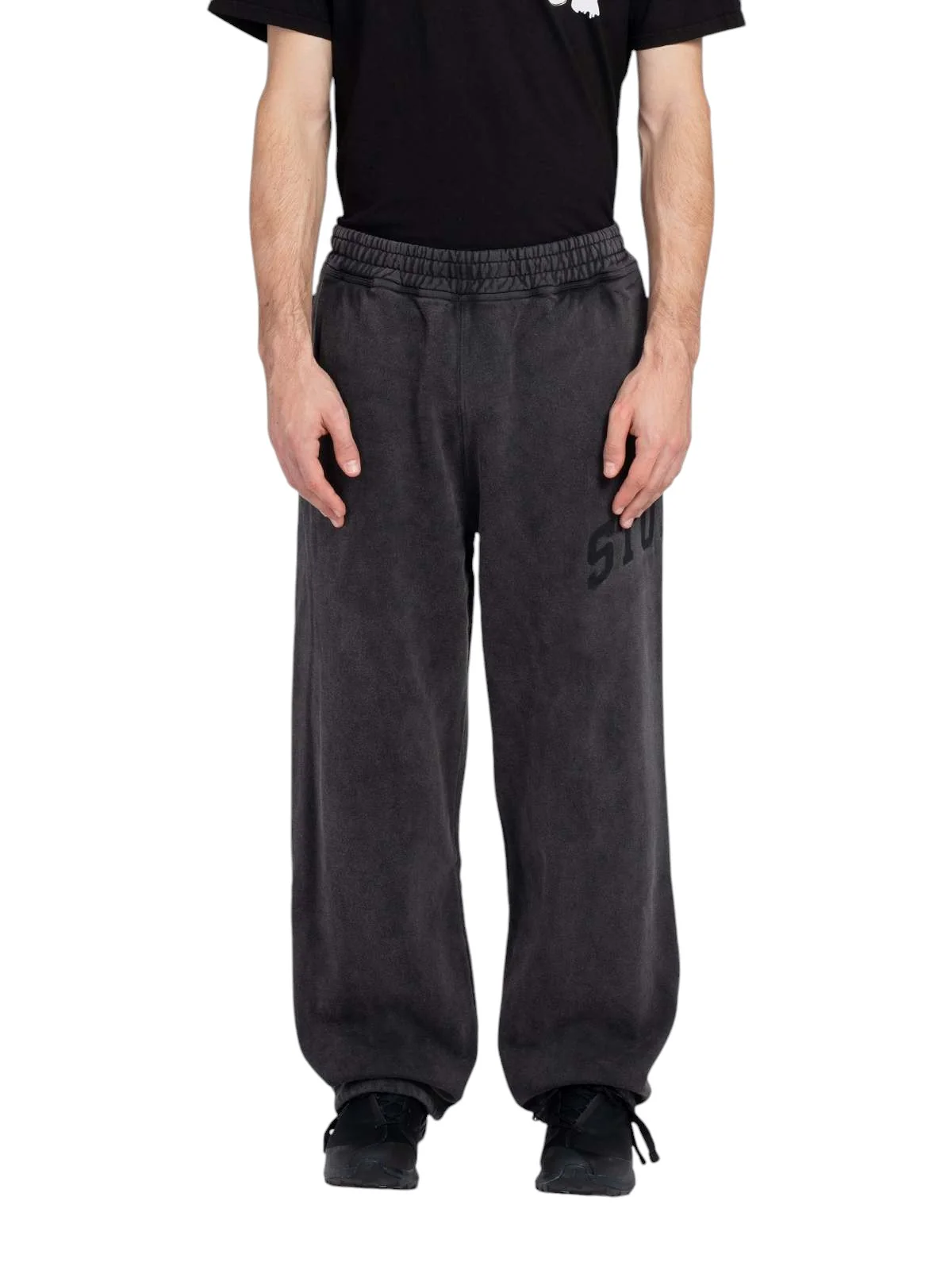 STUSSY Faded Graphic Fleece Pant Washed Black