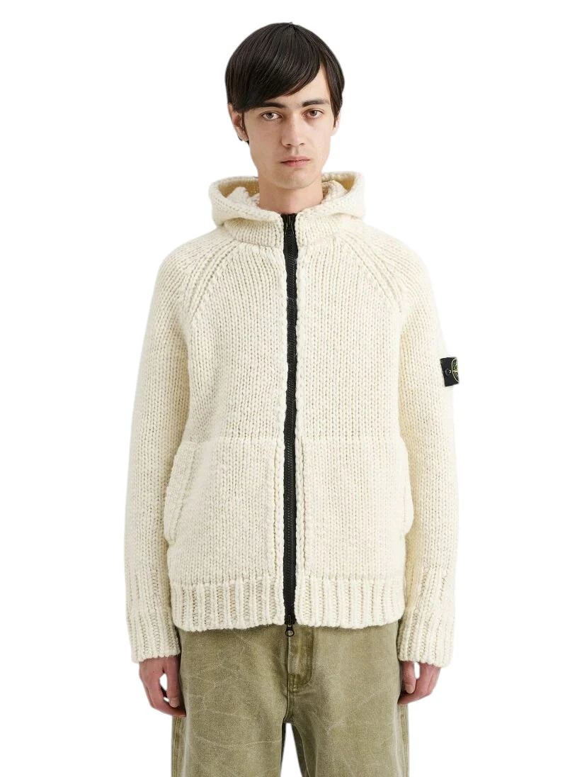 544D4 Hooded Knit Zip Cardigan Beige SI0247-BG