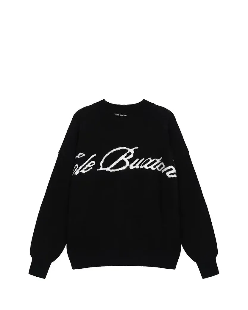 Cole Buxton Script Logo Knit Sweater Black
