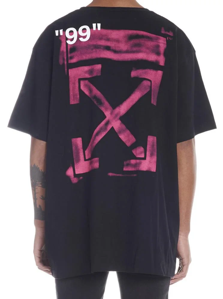 Off-White Pink Impressionism Stencil Arrows Oversized T-Shirt Black