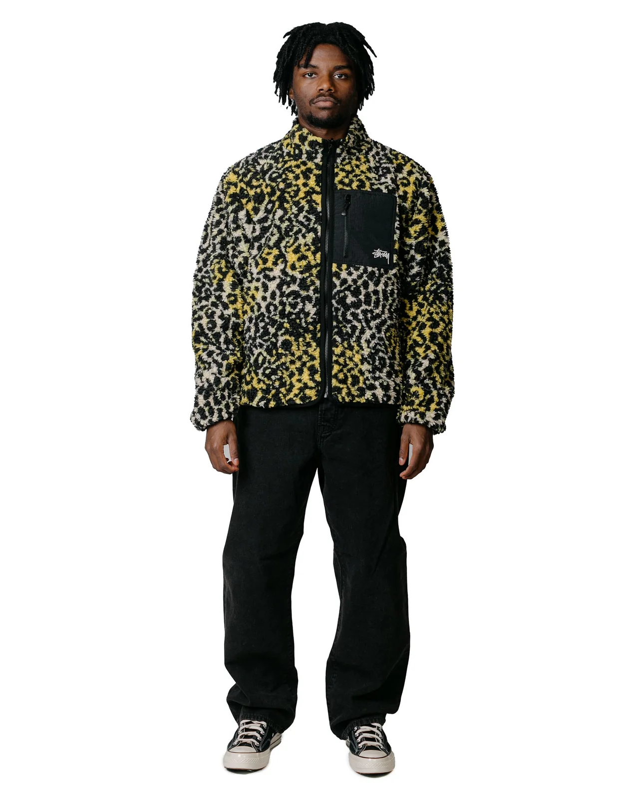 STUSSY Sherpa Reversible Jacket Yellow Leopard