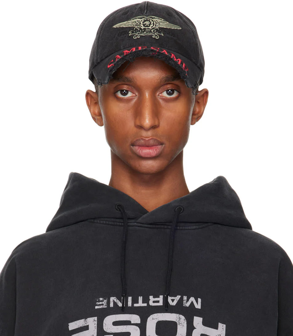 Martine Rose Cut Peak Cap Black