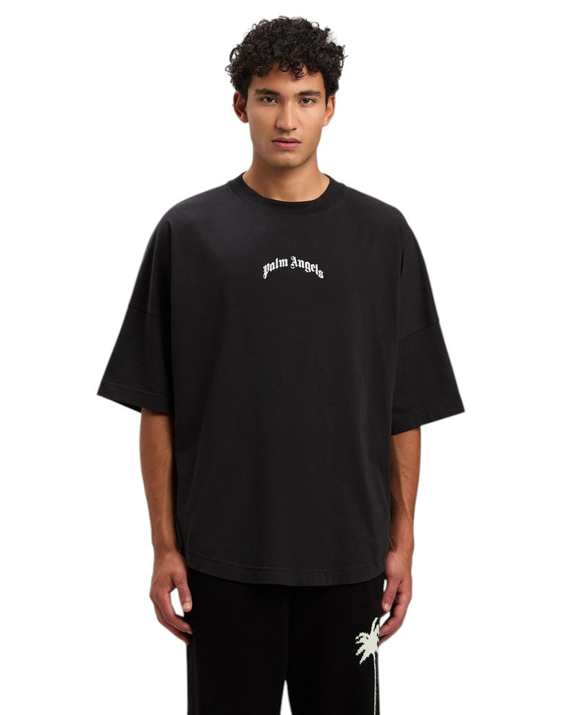 Palm Angels Back Curved Logo Oversized Tee Black