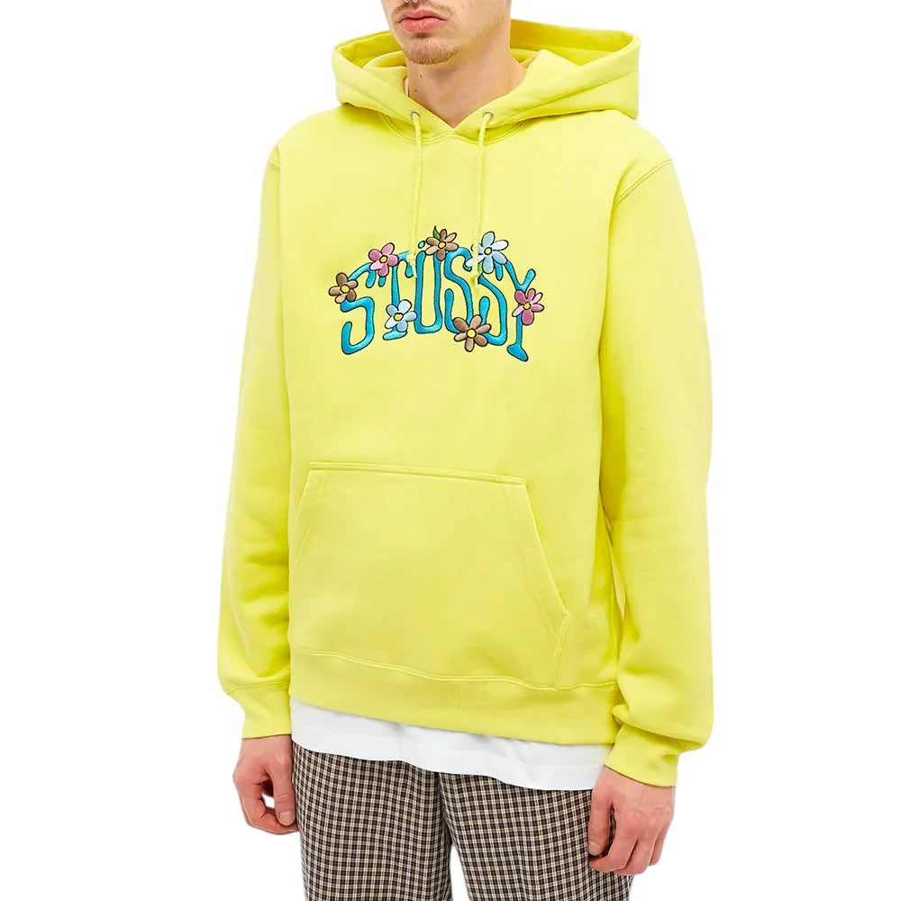 STUSSY Floral Hoodie Yellow