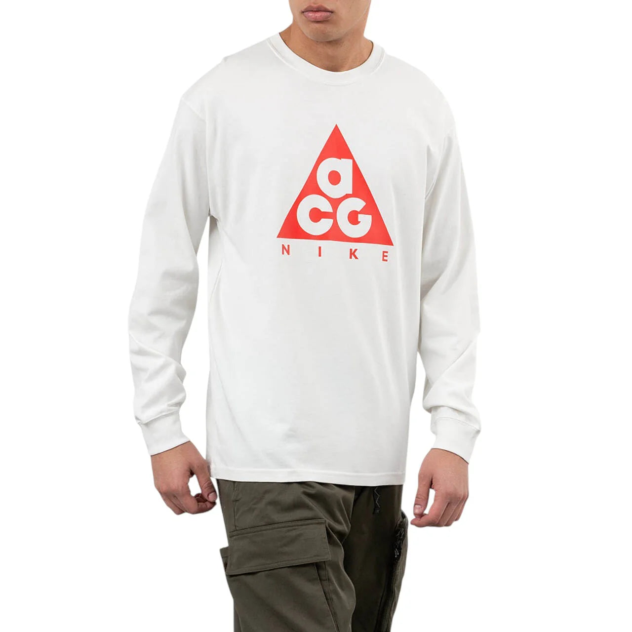 Nike ACG Long Sleeve Logo Tee White - Red Logo