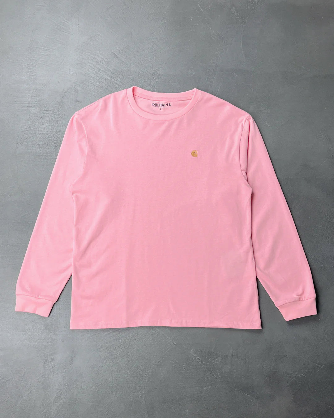 Carhartt WIP Chase Golden Logo Long Sleeve Pink