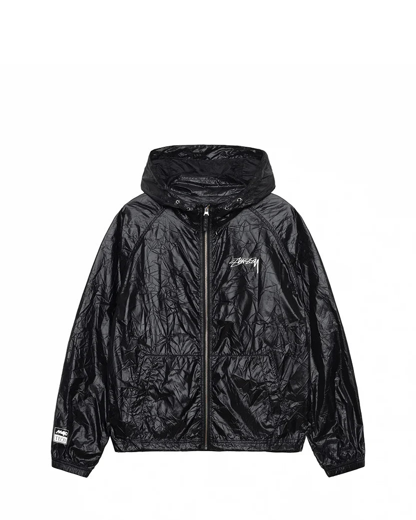 STUSSY Wrinkled Nylon Beach Shell Jacket Black