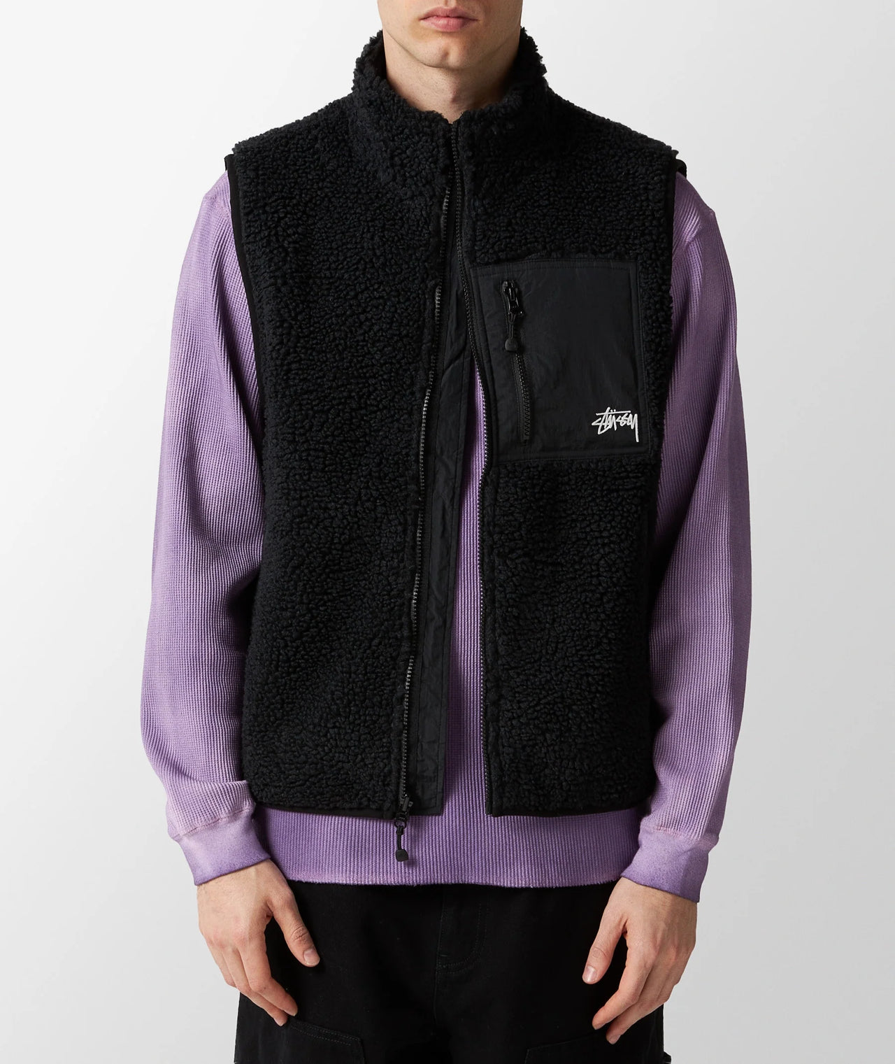 STUSSY Sherpa Reversible Vest Black