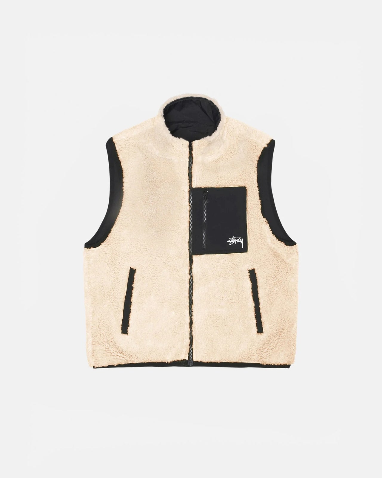 STUSSY Sherpa Reversible Vest Beige