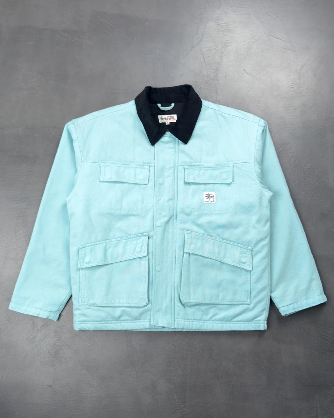 STUSSY Washed Canvas Shop Jacket Teal Blue