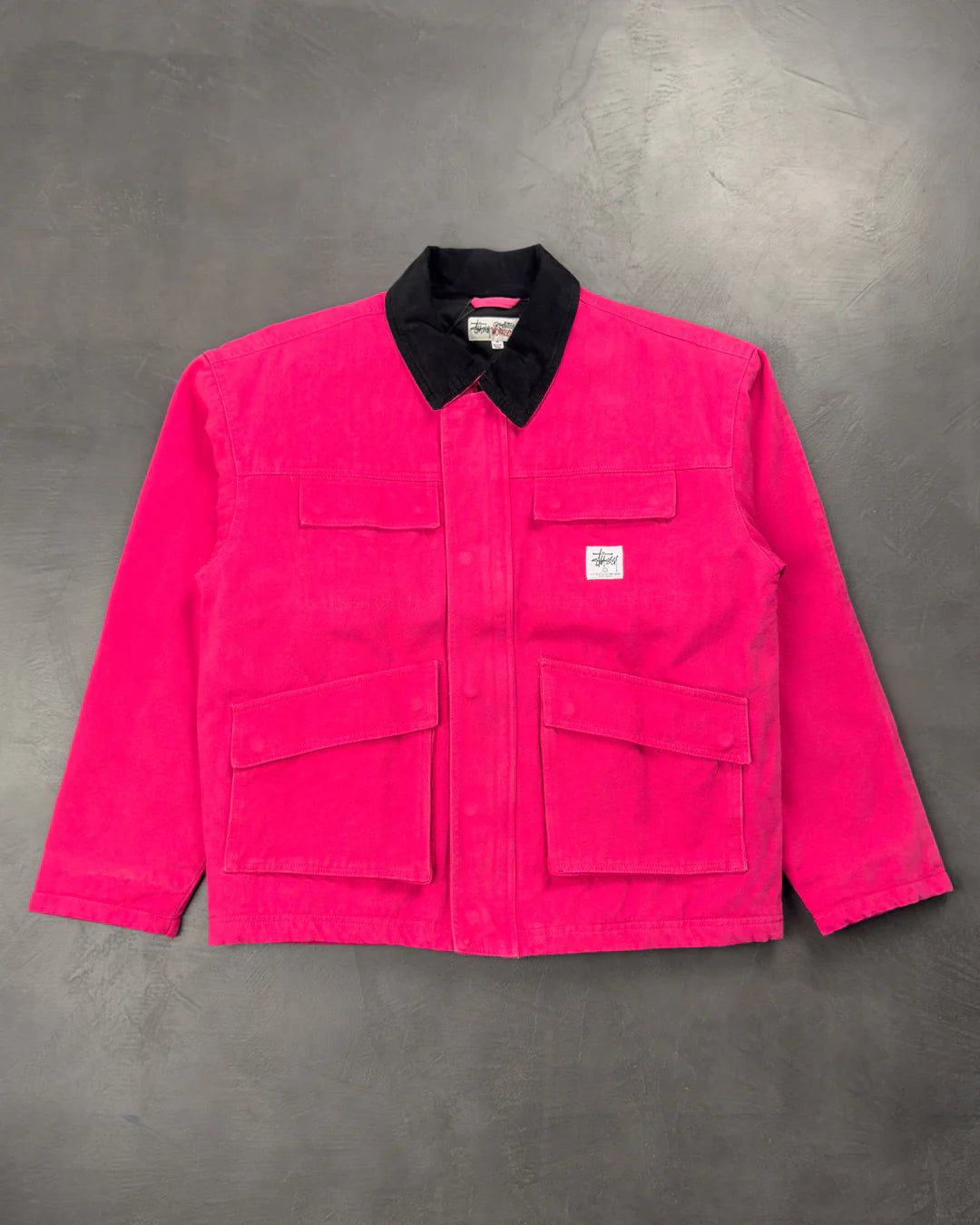 STUSSY Washed Canvas Shop Jacket Hot Pink