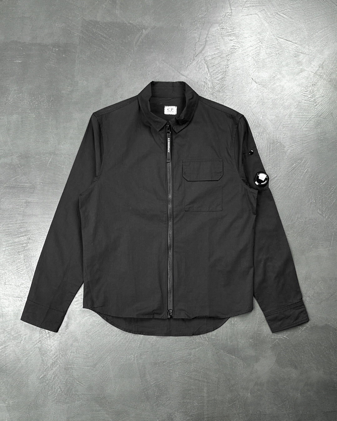 C.P. Company Garment Dyed Gabardine Zip Shirt Jacket Black