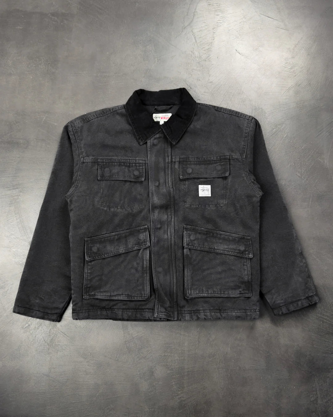 STUSSY Washed Canvas Shop Jacket Black