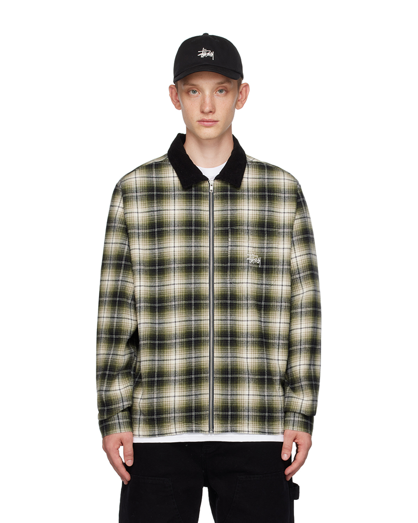 STUSSY Frank Plaid Zip Shirt Green