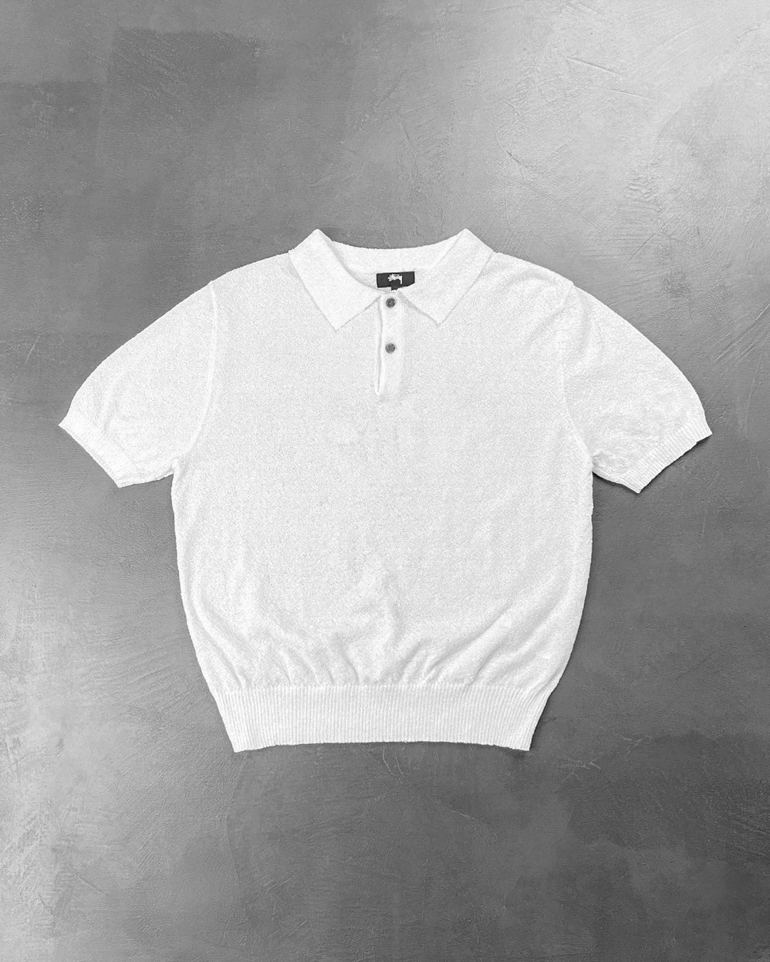 STUSSY Textured SS Polo Sweater Bone