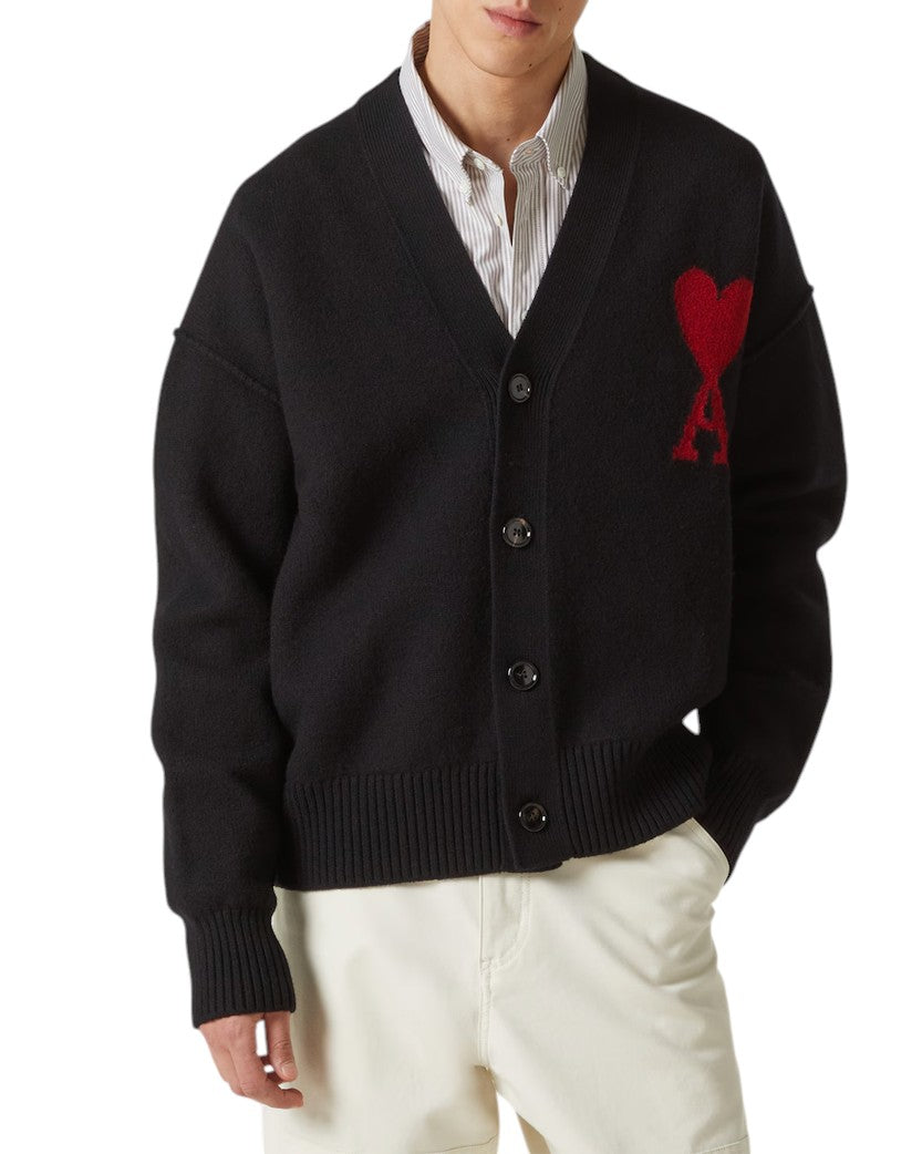 AMI Paris Ami de Coeur Cardigan Black