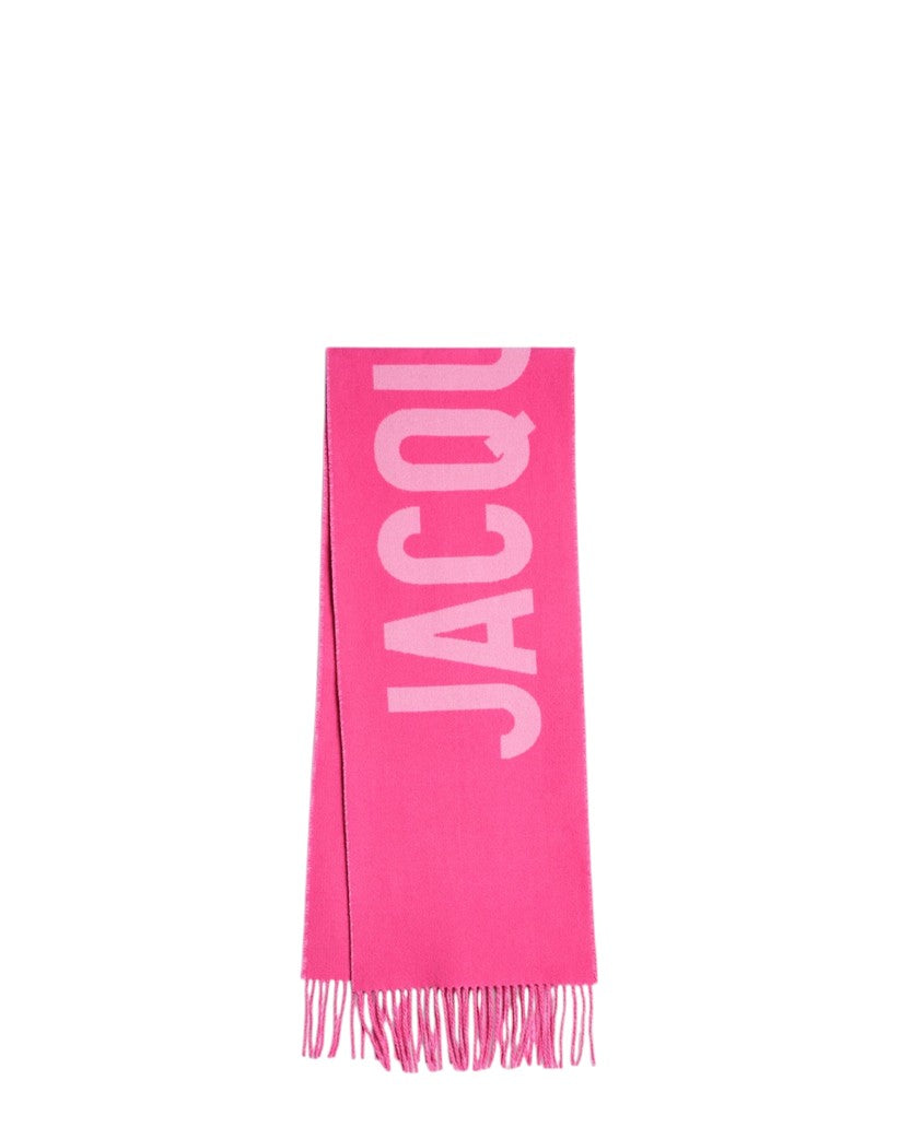 Jacquemus Logo Jacquard Fringed Edge Scarf Multi-Pink