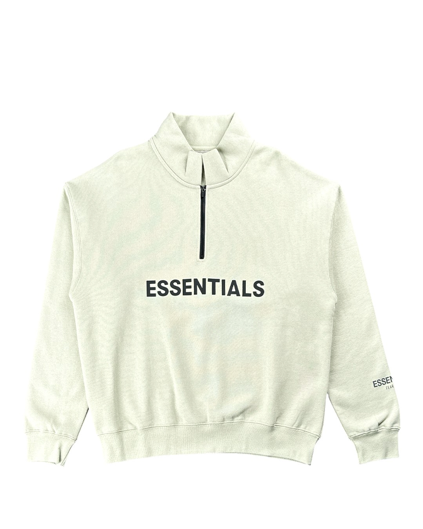 Fear Of God Essentials Front Logo Half Zip Sweat Light Green