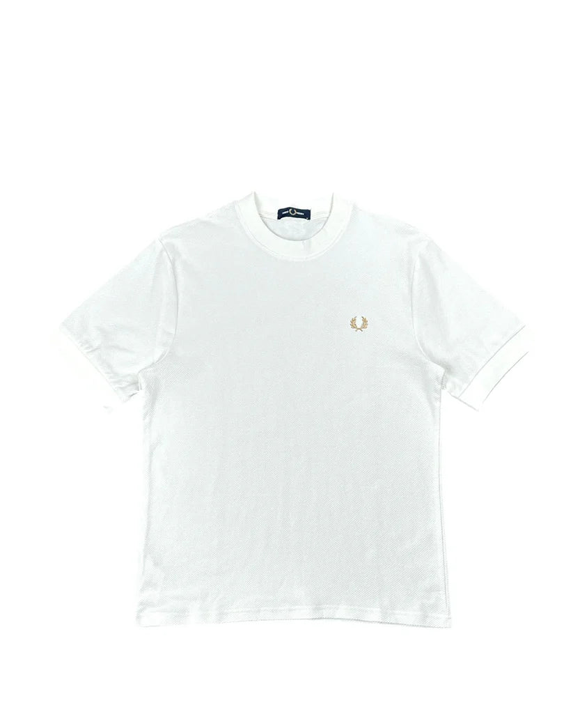 FRED PERRY Waffle T-Shirt White Gold Logo