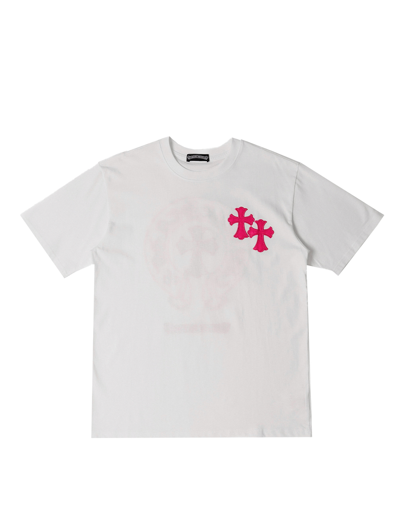 Chrome Hearts T-Shirt White With Pink Logo CH109-WT