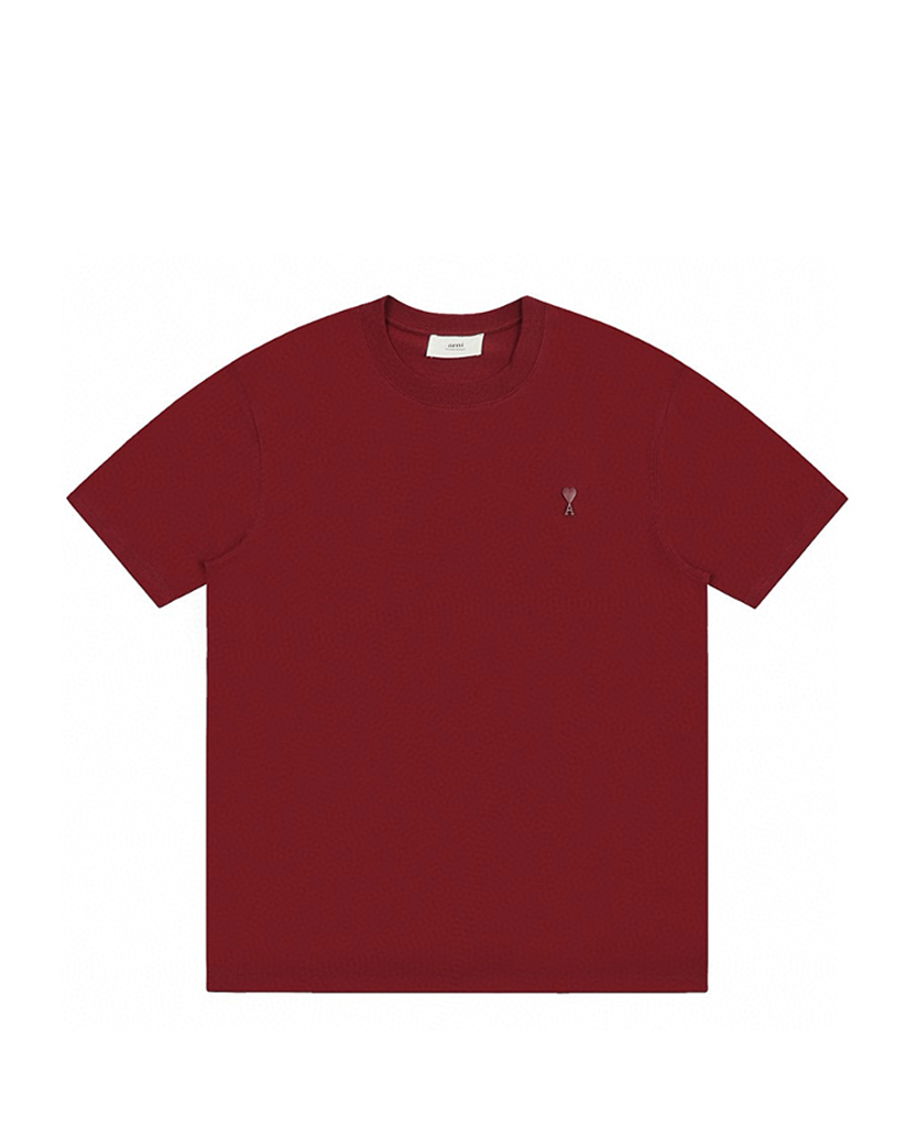 AMI Paris Ami De Coeur Tonal Small Heart T-Shirt Burgundy