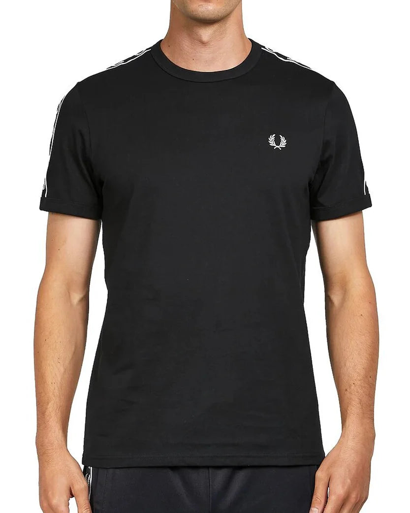 FRED PERRY Tape Ringer T-Shirt Black
