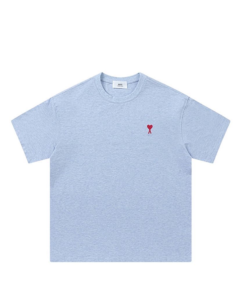 AMI Paris Ami De Coeur Small Logo T-Shirt Heather Blue