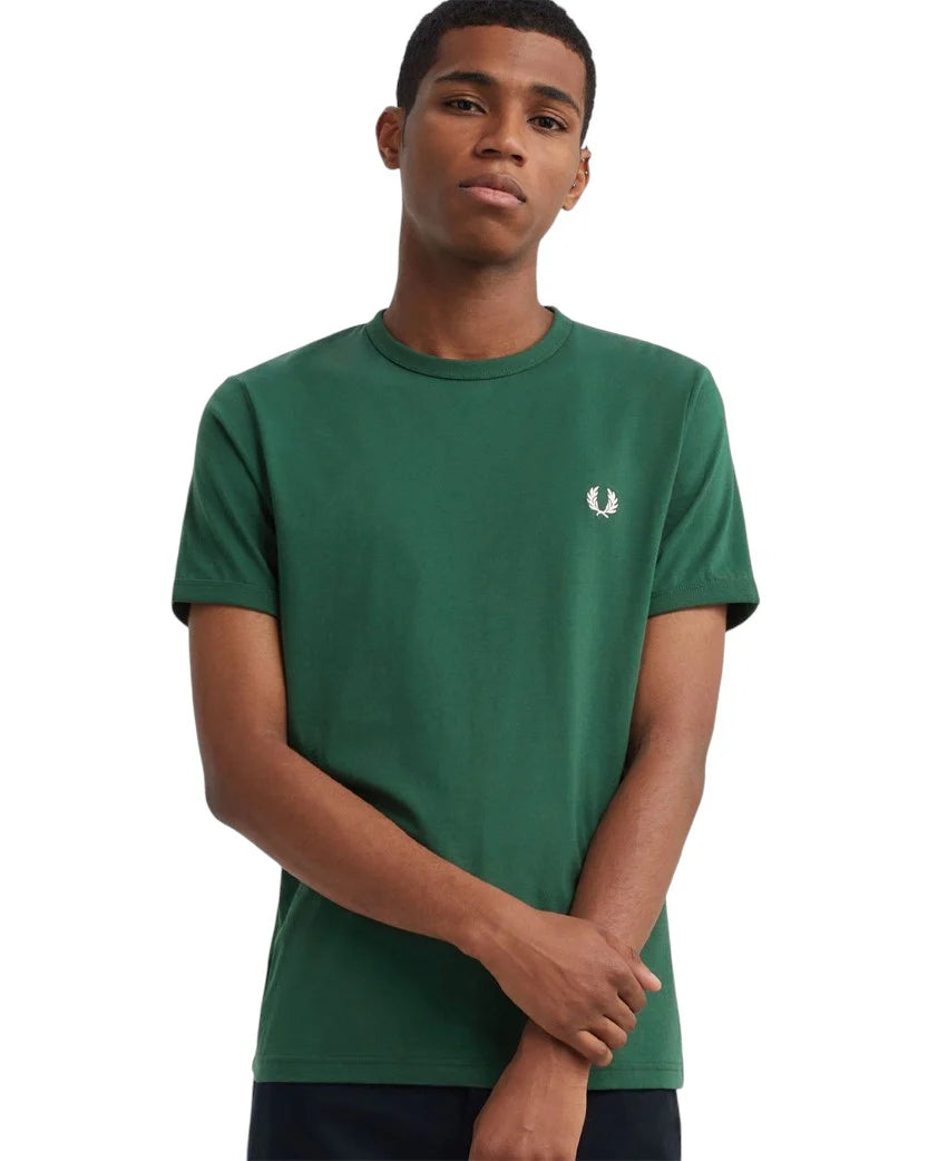 FRED PERRY Ringer T-Shirt Green