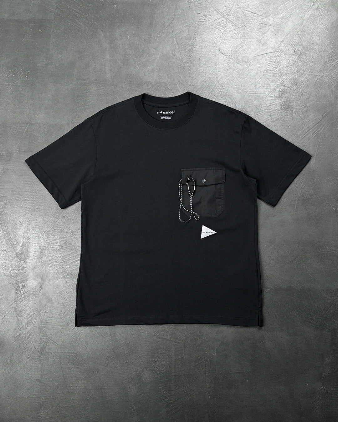 And Wander Heavy Cotton Pocket T-Shirt Black