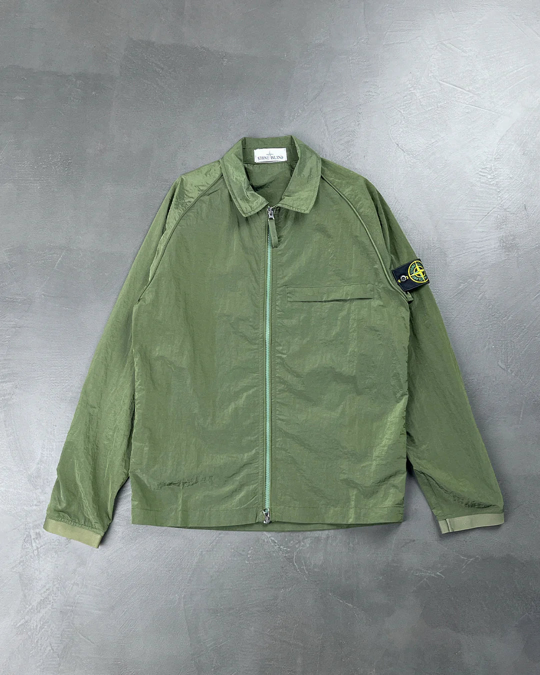 12321 Garment-Dyed Nylon Metal Overshirt Olive SI0105-OL