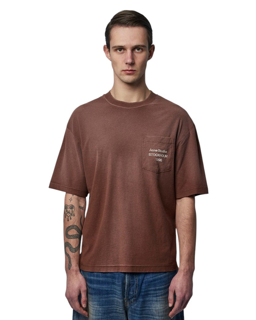 Acne Studios Exford Logo Pocket T-Shirt Chocolate Brown