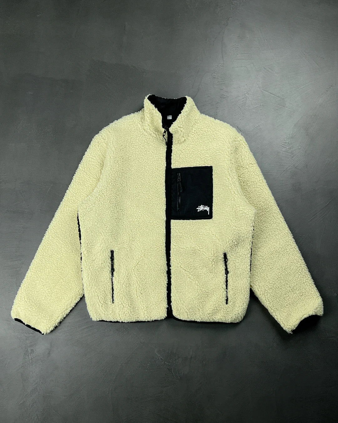 STUSSY 8 BALL SHERPA JACKET NATURAL