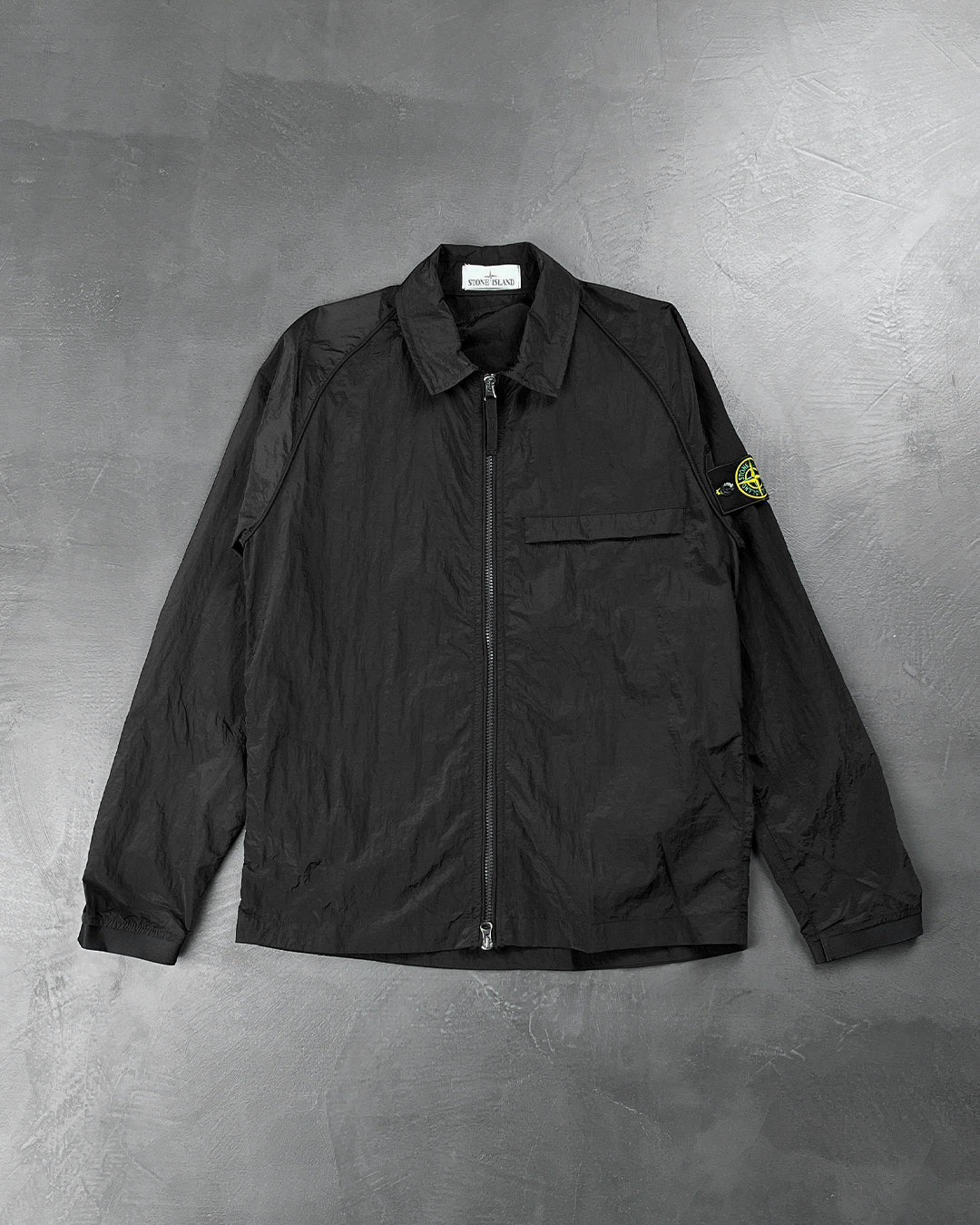 12321 Garment-Dyed Nylon Metal Overshirt Black SI105-BK