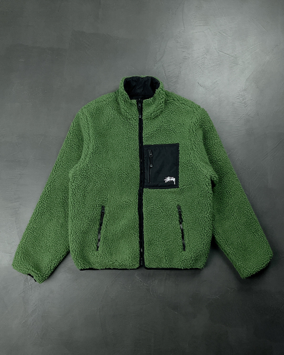 STUSSY 8 BALL SHERPA JACKET GREEN