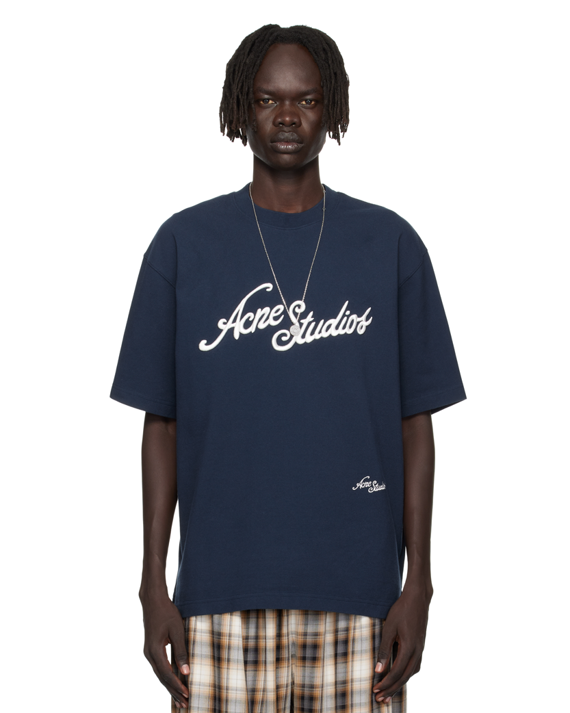 Acne Studios Exford Tourist Logo T-Shirt Deep Blue